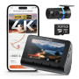70mai Dash Cam Voiture 4K A800SE - Caméra Double (4K UHD Avant+1080P Arrière) avec GPS, Wi-FI, microSD 128GB Go, Ouverture F1.55