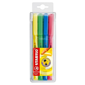STABILO flash - Surligneur - Pochette x 4 surligneurs fluo - Coloris assortis