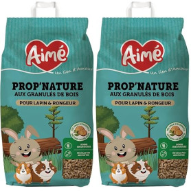 Aimé - Litière PROP'Nature 10L pour Petits Animaux - Granulés de Bois Super Absorbants - pour Lapin, Cochon d'Inde, Hamster, Sou