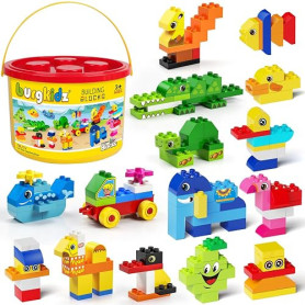 burgkidz Gros Blocs de Construction, 135 pièces Briques de Construction Créatives Classiques avec Boîte de Rangement, Jeux de Co