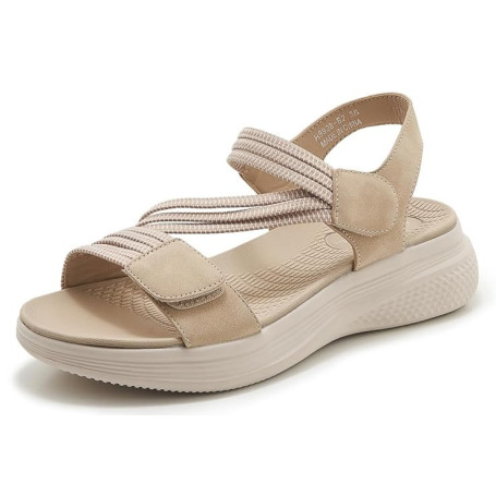 SMajong Sandales Sport Femme Sandale Orthopédiques Confortable Bout Ouvert Été Chaussures de Randonnée Scratch Sandales Compensé