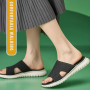 ZDQ Sandales Femme Été Confortable Orthopédique Chaussons Legere Chaussures Plate Claquettes Noir42