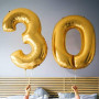 Ballons Anniversaire 30 Or - 100cm - Chiffre Numéro 30 - Happy Birthday Decoration Fête d'Anniversaire Ans Vole Grâce à l'Hèlium