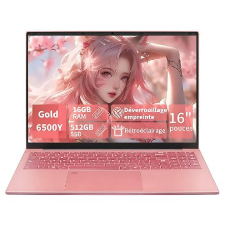 LONGEVINCE Ordinateur Portable 16 Pouces,Win11 Pro Pentium Gold 6500Y,16 Go RAM,Écran IPS 1920×1200,Avec une protection de clavi