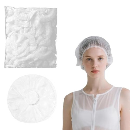 100 Pcs Charlotte Cheveux, 42cm Large Élastique Épais Bonnets de Douche, Jetables Bonnet douche Protection Cheveux plastique pou