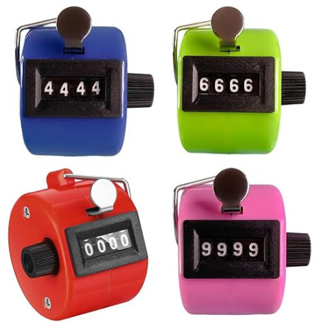 Hxjfnb 4 Pcs Compteurs Manuels,Compteur À Cliquer 4 Chiffres Compteurs Manuels,Compteur À Main avec Anneau De Doigt,Compte Jusqu