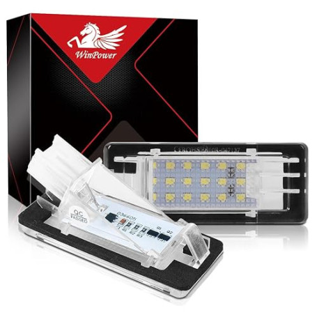 WinPower Éclairage de plaque d'immatriculation LED Feu de Plaque Sans Erreur 6000K Blanc Ampoule Compatible avec Captur Espace F