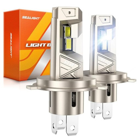 SEALIGHT H4 LED 52000LM 6500K Blanc Froid, Ampoules LED H4 de Phare Voiture et Moto, 1:1 Taille Halogène, 80000+ Heures de Durée