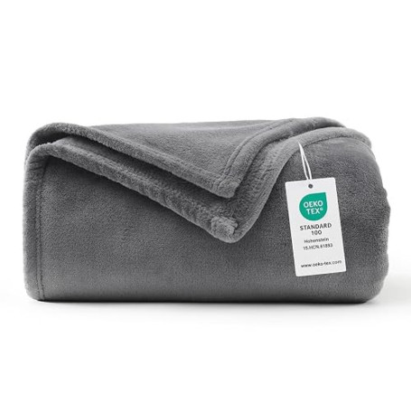 WAVVE Plaid Couverture Polaire Flanelle en Microfibre, Jeté de Canapé 150x200 Gris Anthracite, Couverture lit Jete de Canape 2 P