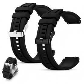 2 Pièces Bracelet Montre 22mm en Silicone, Bracelet Montre Connectée, Bracelets de Montres pour Homme Femme, Remplacement Sport