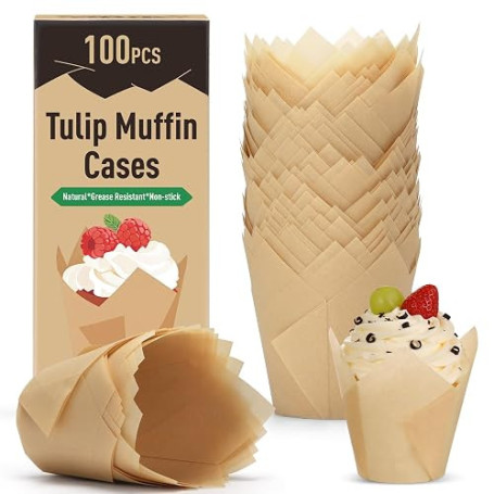 Alyvisun Lot de 100 Caissettes Muffins Papier Anti-Graisse, Caissettes Cupcake et Muffins, Moule Muffins Papier Non Adhérent pou