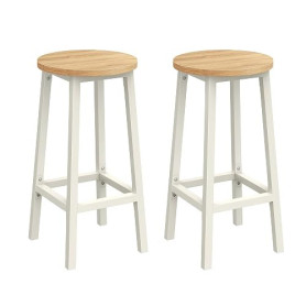VASAGLE Tabourets de Bar, Lot de 2, Cadre Métallique, Hauteur 65 cm | Chaises, Siège Haut, Repose-pieds, pour Cuisine, Salon, Sa