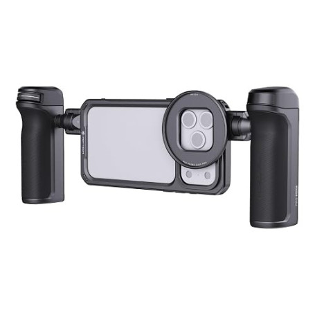 PGYTECH ProShot Kit Cage Vidéo pour Smartphone, Stabilisateur Professionnel pour Vlog en Aluminium avec Double Poignée à Libérat