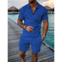 amropi Homme Survêtement de Sport T-Shirt à Manches Courtes Fermeture éclair et Short Ensemble
