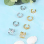WillTen Faux Piercing Oreille sans Trou Acier Inoxydable Boucle Oreille Clip pour Femme Helix Cartilage Manchette Non Piercing B