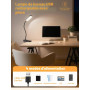 Lampe de Lecture,9 Niveaux de Luminosité+5 Couleur Lampe de Bureau Sans Fil | 4000mAh Lampe LED Rechargeable, 450 Lumens Lampe P