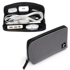 SIMTOP Organisateur de câbles, Pochette Voyage compacte Noirs | Organisateur de câbles compact avec plusieurs compartiments pour