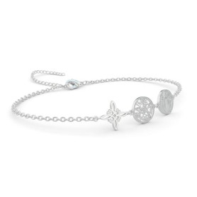 Only faith Bracelet triple protection avec nœud de sorcière, tétragramme et médaille de Saint Benoît, acier inoxydable 316L, 17