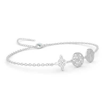 Only faith Bracelet triple protection avec nœud de sorcière, tétragramme et médaille de Saint Benoît, acier inoxydable 316L, 17