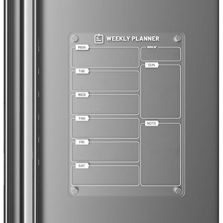 Langaelex Tableaux Magnétique Frigo 30x20cm pour Listes de Tâches Lot de 1 | Planning Semaine Effaçable Transparent Avec Marqueu