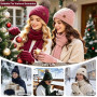 Bequemer Laden Bonnet Polaire Femme Echarpe Gants Tactiles Ensemble Chaud | Bonnets Pompom Chapeau Femme Écharpe Longue Tricot G