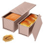 Moule Pain de Mie, 2 Moules à Pain avec Couvercle, Antiadhésif, Or rose | Rectangulaire, 450g & 250g M et L Moule à Toast avec T