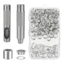100 Sets (50 Oeillets Inox + 50 Rondelles), Oeillets Pour Baches 17mm | Trousse à Oeillet Avec Outil de Perforation et Socle, Po