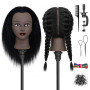 Yekavo Tête de mannequin afro 100 % cheveux humains pour coiffure, tressage, coiffeur, coiffeur, cheveux longs, tête d'entraînem