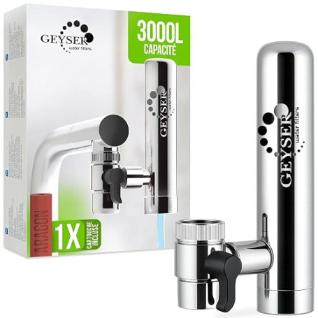 GEYSER EURO (3000L) Filtre Eau Robinet Aragon, Réduit Chlore & Contaminants | Filtre robinet eau potable, purificateur d'eau com