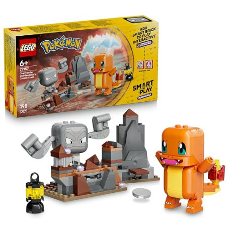 LEGO Pokémon Smart Play: Salamèche et Racaillou, Le Combat dans la Grotte - Jouet Interactif - Set Compatible avec 2 Smart Tags