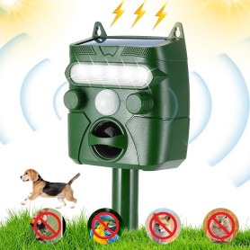 Répulsif pour chats de jardin, répulsif à ultrasons pour animaux, répulsif solaire pour chats avec capteur PIR et flash, 5 modes