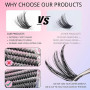 LUFFLOK 640pcs Kit Extension Cils Individuels 30D+40D+50D+60D Faux Cils | Faux Cils Bouquet Volume Russian D Curl DIY Extensions