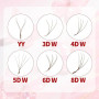 FADVAN Faux Cils Individuel Naturel - 4D W Marron Extension Cils Professionnel - D Curl Bouquet Prefait Volume Russe(0.07mm,8-14