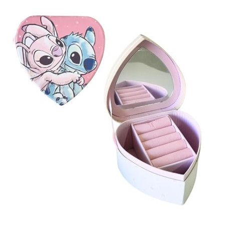 ARDITEX, Stitch Coffret Cadeau Femme en Forme de Cœur, Boîte à Bijoux Fille, Boîte Carton Rangement, Parfaite pour Dents de Lait