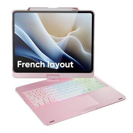 doqo Coque Clavier iPad Air 13 & iPad Pro 13/12.9 avec Trackpad,Rotation | Frappe Style Ordinateur Portable, Rotation 360°,Clavi