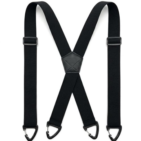 Bretelles Pantalon Homme Réglables Dos en X 4 Clip Métalliques Noir Travail | Élastique Robuste et Confortable pour Costume Mari