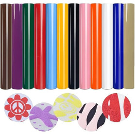 WOOLUCK® 12 pièces 3D Puff Vinyle Heat Transfer,25 x 30,5cm,Super Collant Feuille Thermocollante pour bricolage, t-shirt, vêteme
