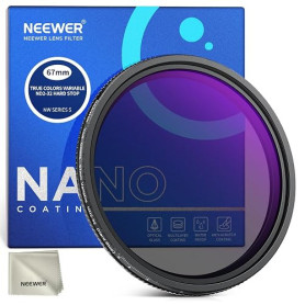 NEEWER 67mm Filtre ND Variable True Colors à diaphragme Rigide ND2-32(1 à 5 diaphragmes),Filtre à densité Neutre limitée, Verre