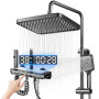 Koeutoze Colonne de Douche Thermostatique avec Affichage Numérique LED, Système de Douche à Effet Pluie avec Douchette à Main et