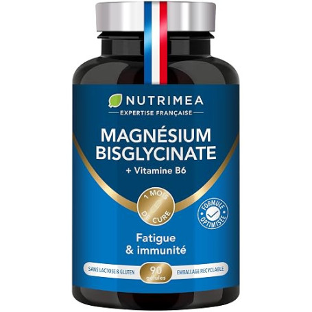Magnésium Bisglycinate + Vitamine B6 | Sommeil, Stress, Fatigue | Absorption Maximale & Assimilation Facilitée | 90 Gélules Vega