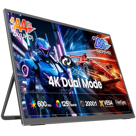 UPERFECT 27" 4K 144Hz/1080P 288Hz Double Mode Moniteur Portable, 3840x2160 | 600 Nits Deuxième Écran pour Travail et Jeux, HDMI