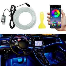 Qasim éclairage intérieur LED pour Voiture Bande Lumineuse LED USB EL 5M/16FT Éclairage d'ambiance décoratif Multicolore pour Ta