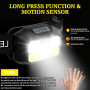 KOHRIUK Lot de 2 Lampe Frontale LED Rechargeable USB 2000 Lumens Torche Frontale Léger Étanche avec Capteur de Mouvement 6 Modes
