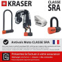 KRASER KR85L Antivol Moto Homologué SRA | Promo Model Plus Robust | U ø18mm Acier Cémenté, Double Verrouillage, 3 Clés Haute Séc