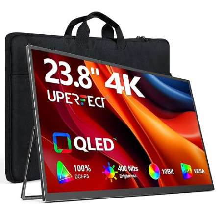 UPERFECT Écran Portable 4K 24" QLED, 400 Nits 145% sRGB Grand Écran | 3840 × 2160 UHD | USB-C et HDMI | Compatible VESA et Socle