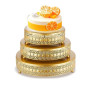 ZAYMDO Lot de 3 présentoirs à gâteaux dorés en métal pour fête, dessert, anniversaire, fête prénatale, dessert