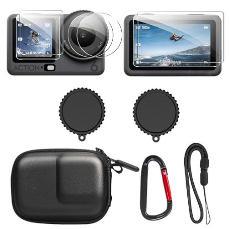 SYMIK étui de Transport pour DJI Osmo Action 6, Petit Sac de Transport, Capuchon d'objectif en Silicone, Film de Protection d'éc