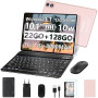 Android Tablette 10 Pouces, 22Go+128Go,Clavier Souris Coque Inclus,Or Rose | tablette tactile,Écran HD avec Certification Widevi