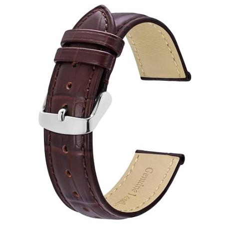 BISONSTRAP Bracelets de Montre, Cuir Gaufré Crocodile, Largeur de Bande - 18mm 19mm 20mm 22mm 24mm 26mm