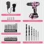 Perceuse électrique sans fil : DEKOPRO Perceuse sans fil rose 20 V pour femmes perceuses avec batterie et chargeur, kit de perce